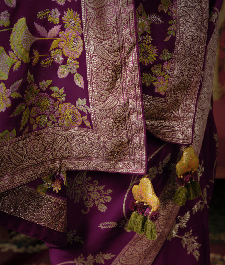 Purple Pure Viscose Dola Silk Saree
