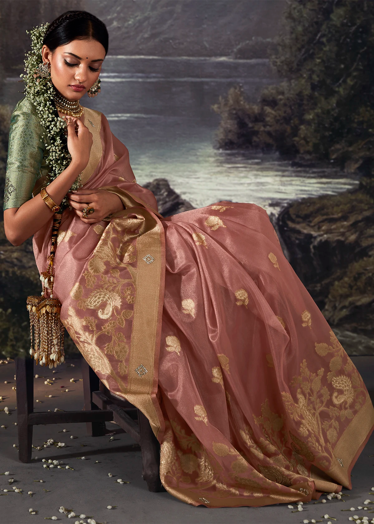 Mauve Pure Banarasi Silk Saree