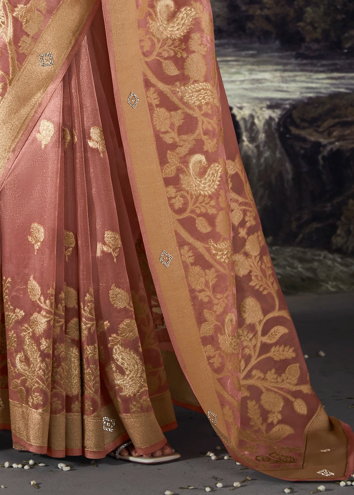 Mauve Pure Banarasi Silk Saree