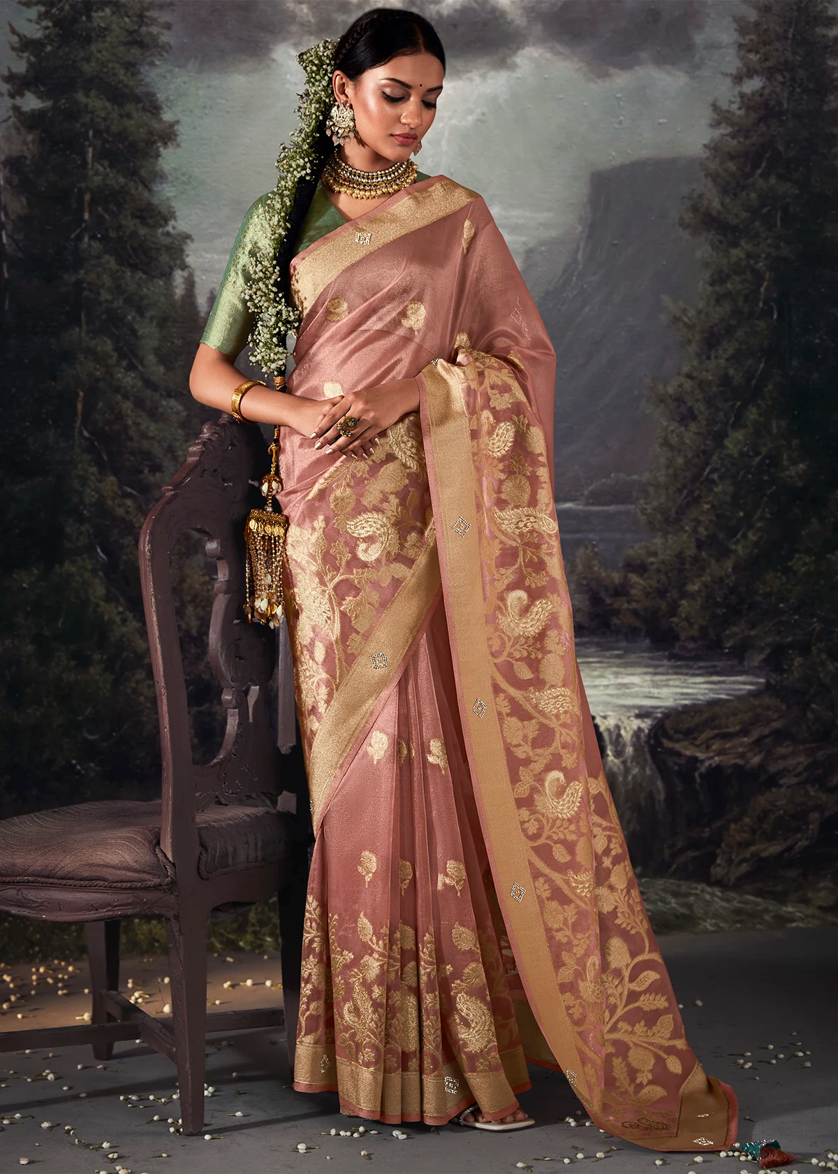 Mauve Pure Banarasi Silk Saree