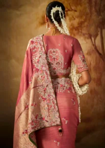 Watermelon Pink Pure Banarasi Kanjivaram Saree with Heavy Pallu Weaving