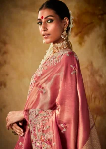 Watermelon Pink Pure Banarasi Kanjivaram Saree with Heavy Pallu Weaving