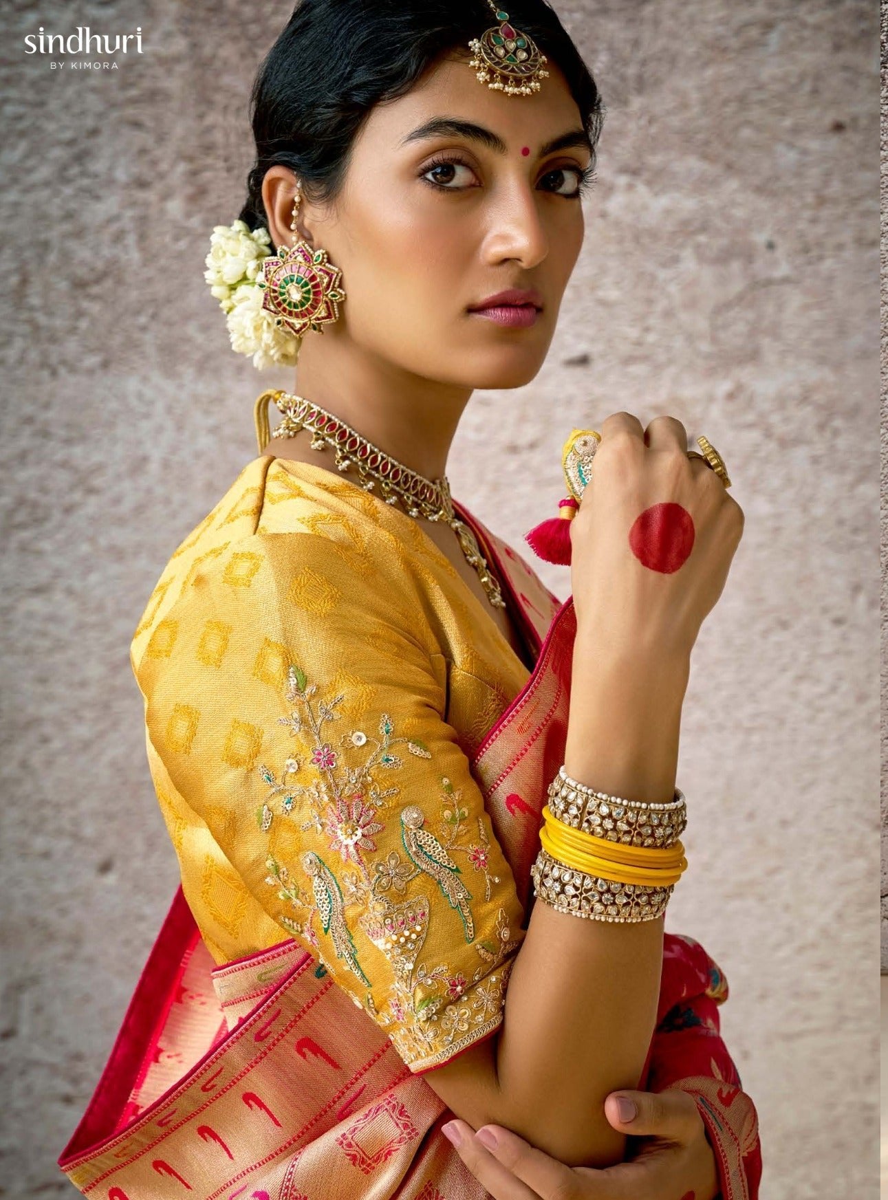 Red Kora Banarasi Saree With Delicate Floral Patterns