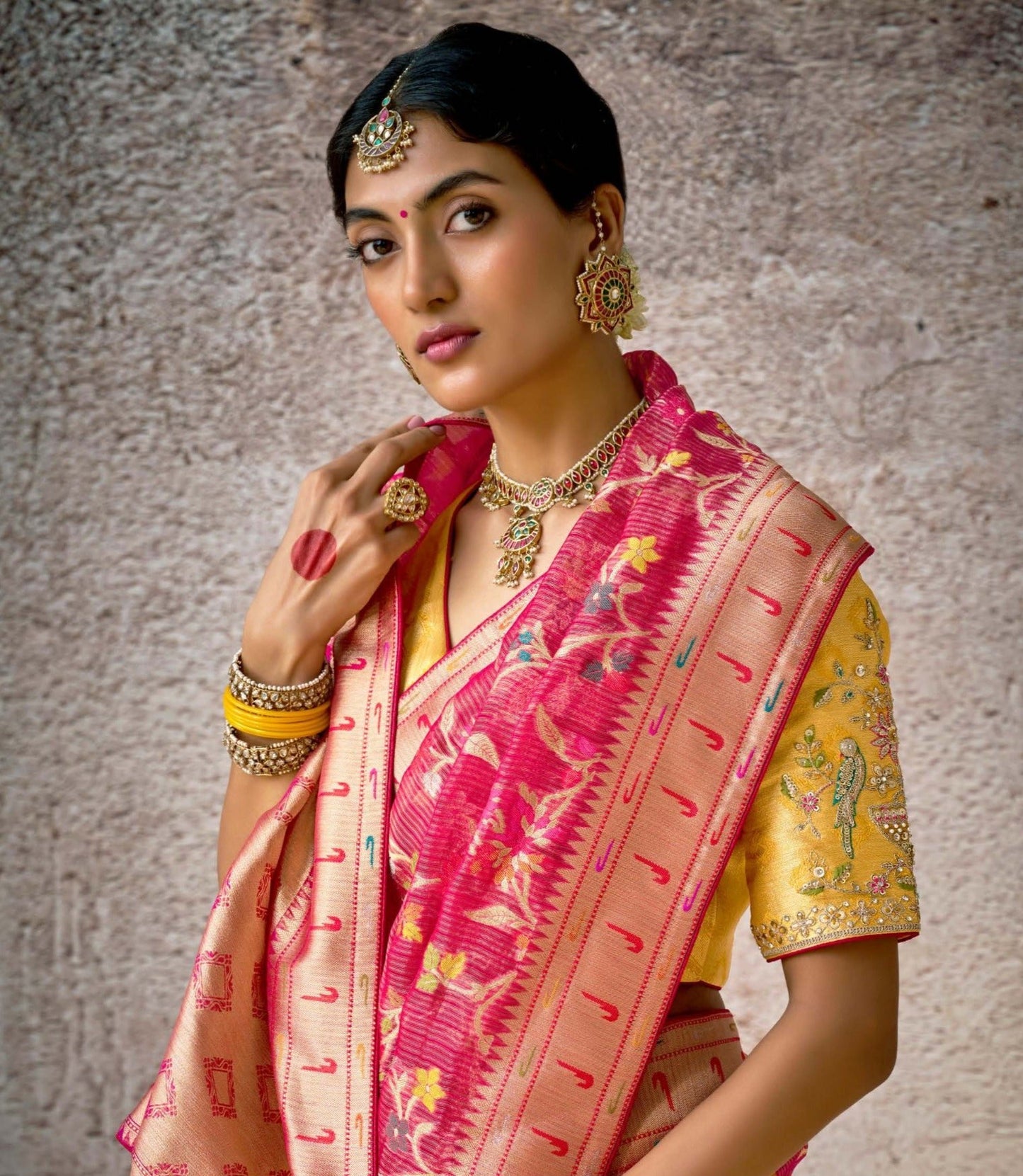 Red Kora Banarasi Saree With Delicate Floral Patterns