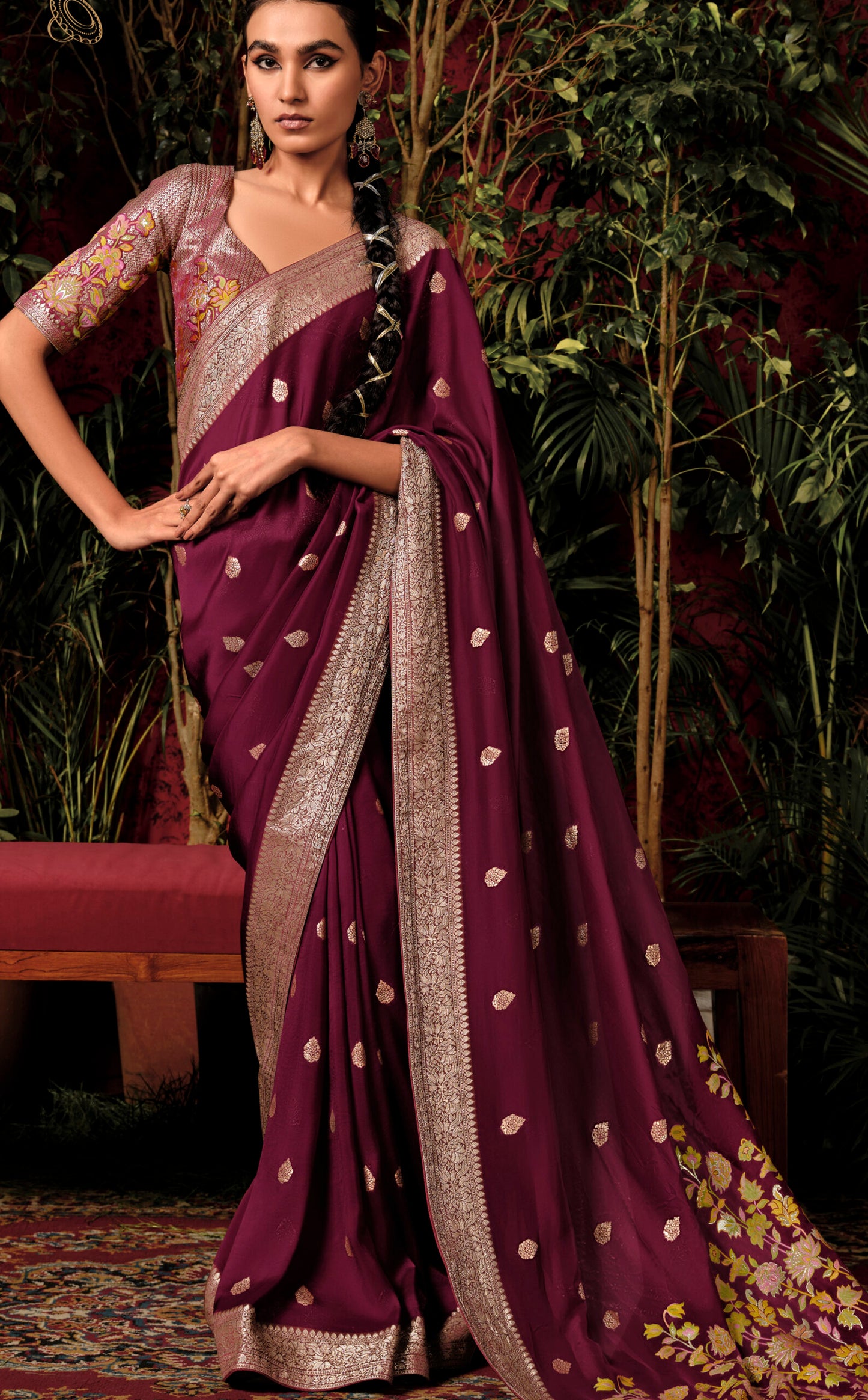 Magenta Pure Viscose Dola Silk Saree
