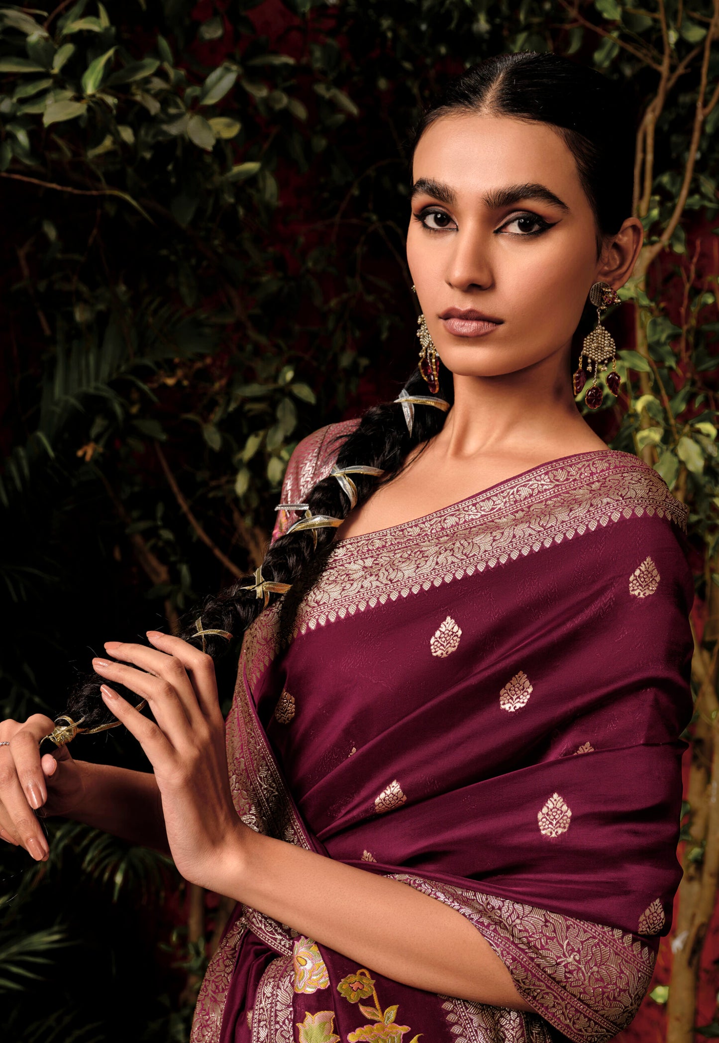 Magenta Pure Viscose Dola Silk Saree