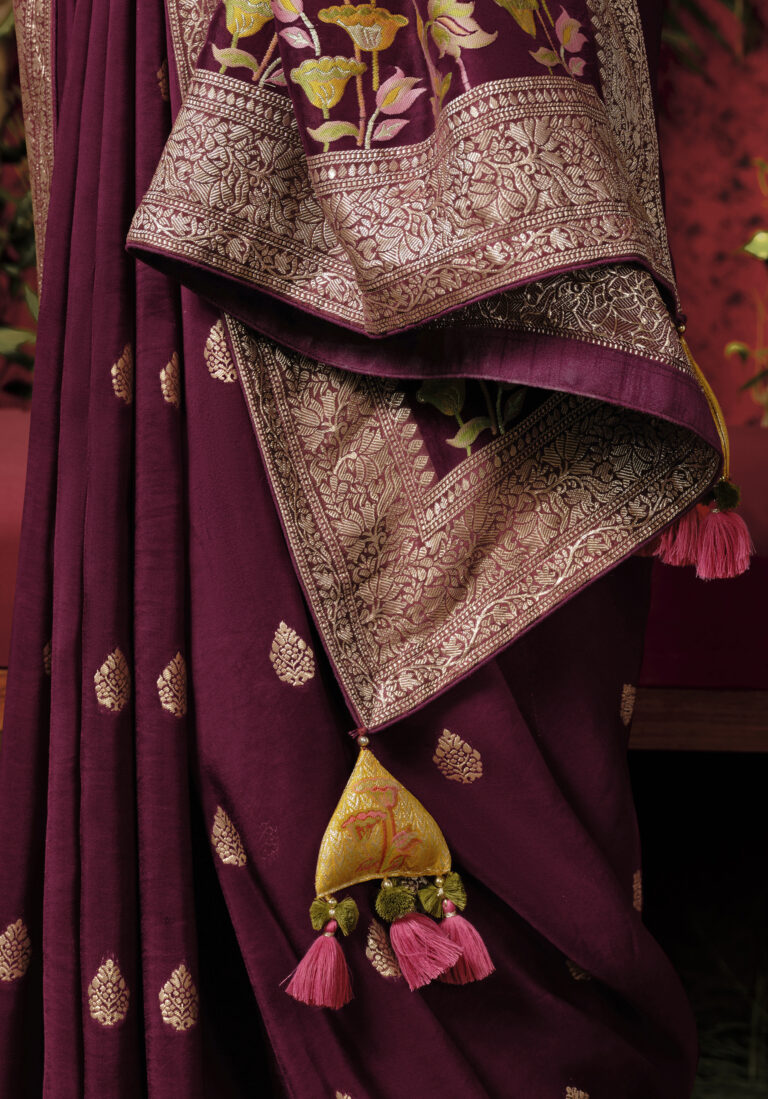 Magenta Pure Viscose Dola Silk Saree