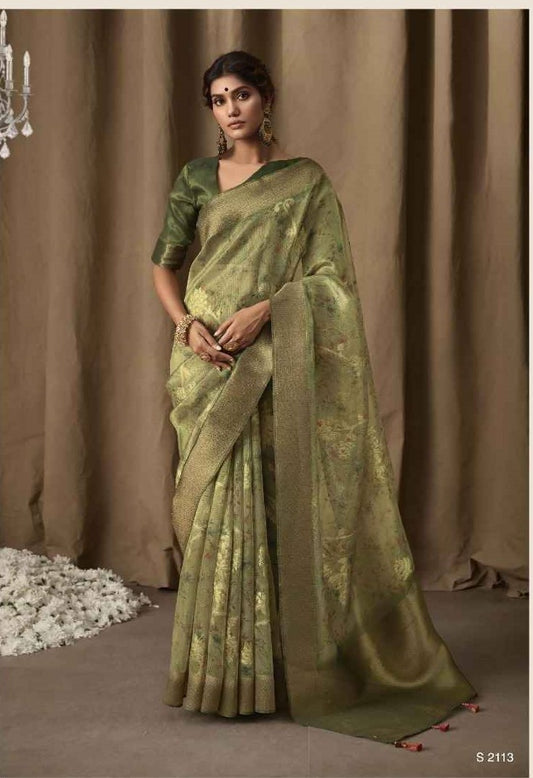 Light Green Banarasi Jacquard Saree