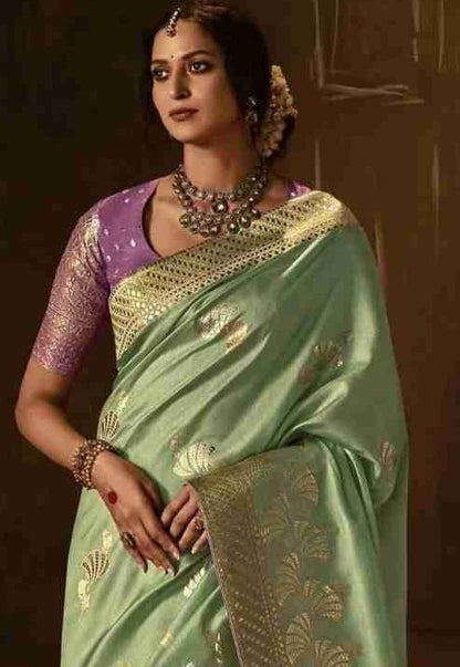 Pista Green Silk Saree