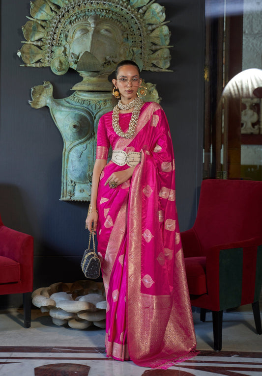 Pink Nylon Pure Satin Handloom Weaving