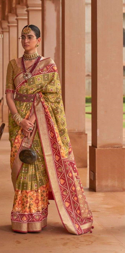 Mehndi Green Patola Silk Saree