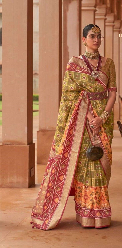 Mehndi Green Patola Silk Saree