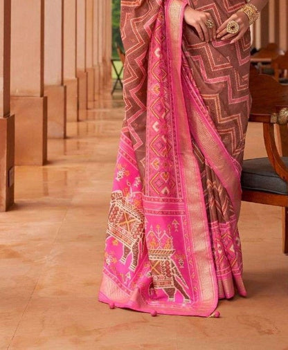 Pink Patola Silk Saree