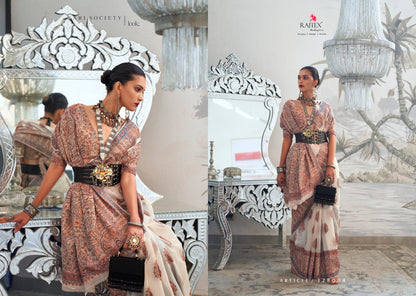 Off White Modal Heavy Kashmiri Handloom Weaving Silk Saree