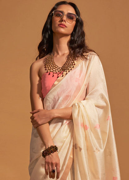 Off White Handloom Silk Saree