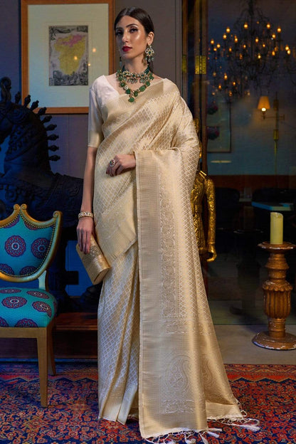 Gold Soft Lichi Silk Saree