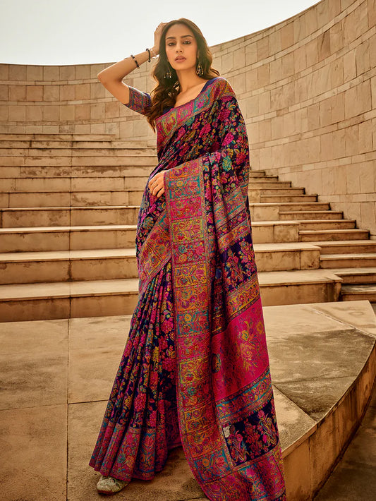 Blue Kashmiri Modal Saree
