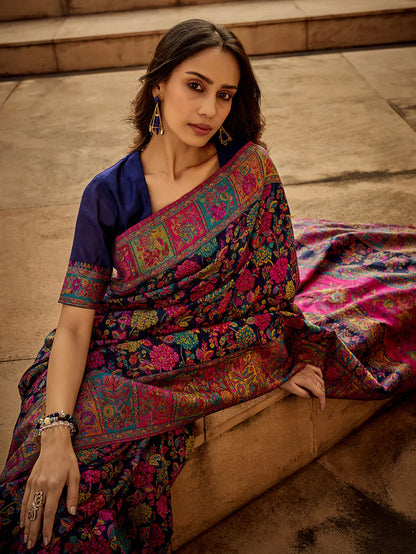 Blue Kashmiri Modal Saree