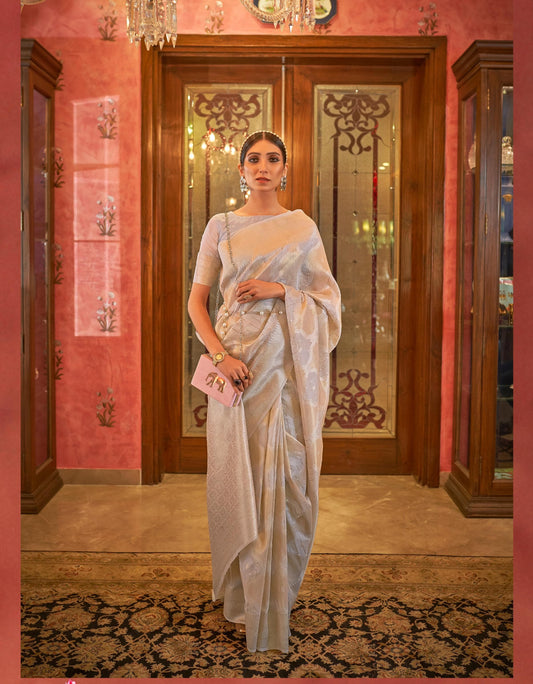 Grey Modal Sequence Silk Saree