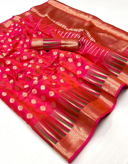 Orangish Red Kodai Silk Saree