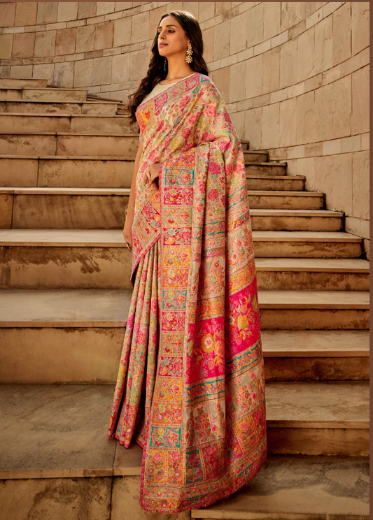 Cream Kashmiri Modal Saree