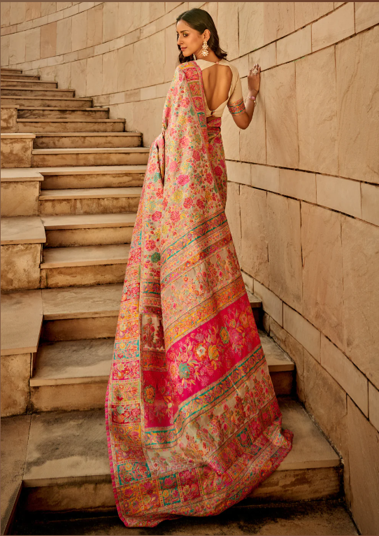 Cream Kashmiri Modal Saree