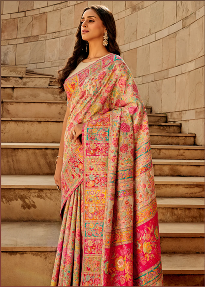 Cream Kashmiri Modal Saree