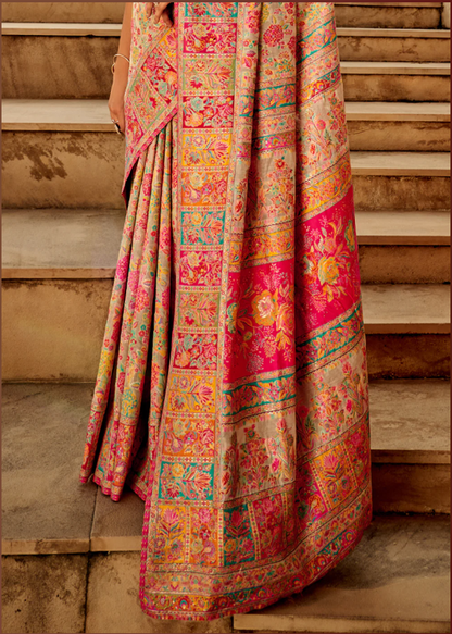 Cream Kashmiri Modal Saree