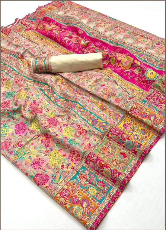 Cream Kashmiri Modal Saree