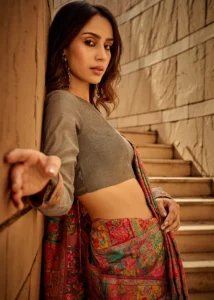 Olive Green Kashmiri Modal Saree