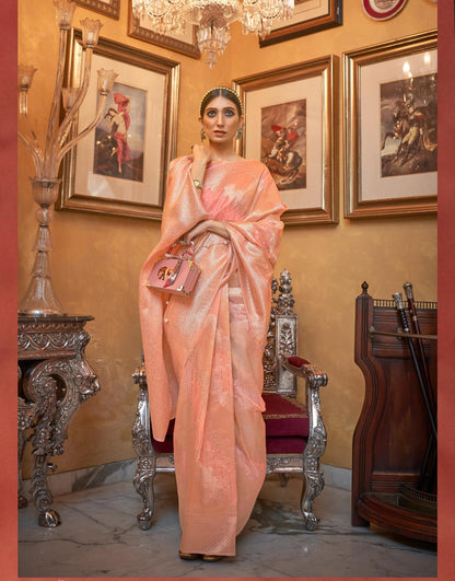 Peach Modal Sequence Silk Saree