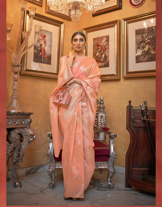 Peach Modal Sequence Silk Saree