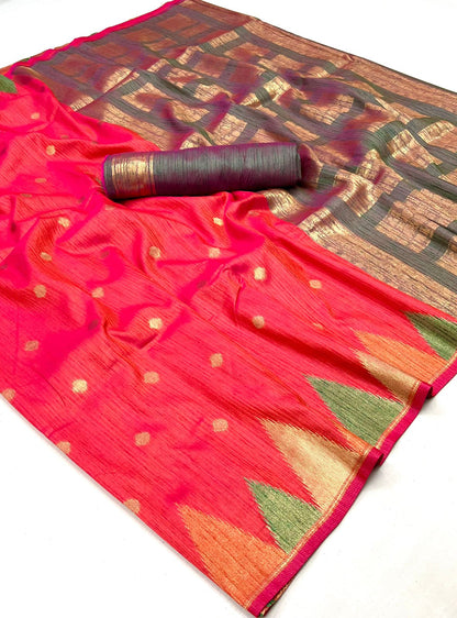 Pink Handloom Weaving Khaddi Silk Saree