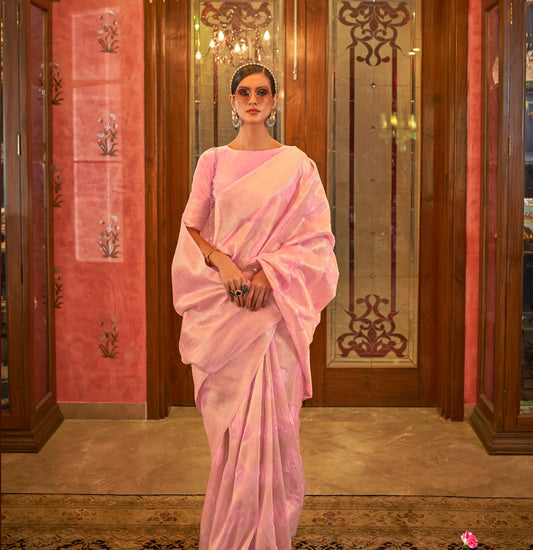 Pink Modal Sequence Silk Saree