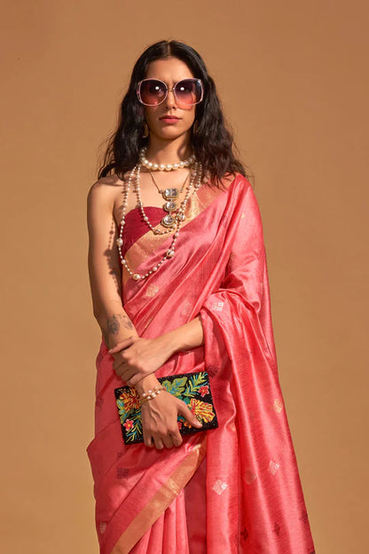 Pink Handloom Silk Saree