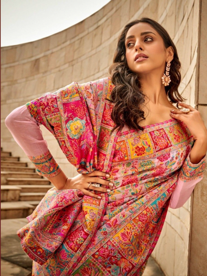 Pink Kashmiri Modal Saree