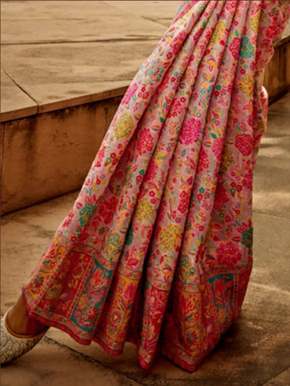 Pink Kashmiri Modal Saree