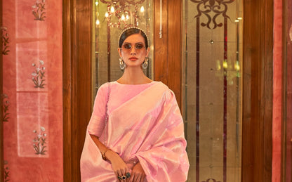 Pink Modal Sequence Silk Saree