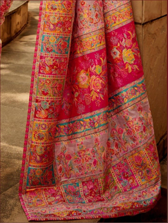 Pink Kashmiri Modal Saree