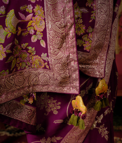 Purple Pure Viscose Dola Silk Saree