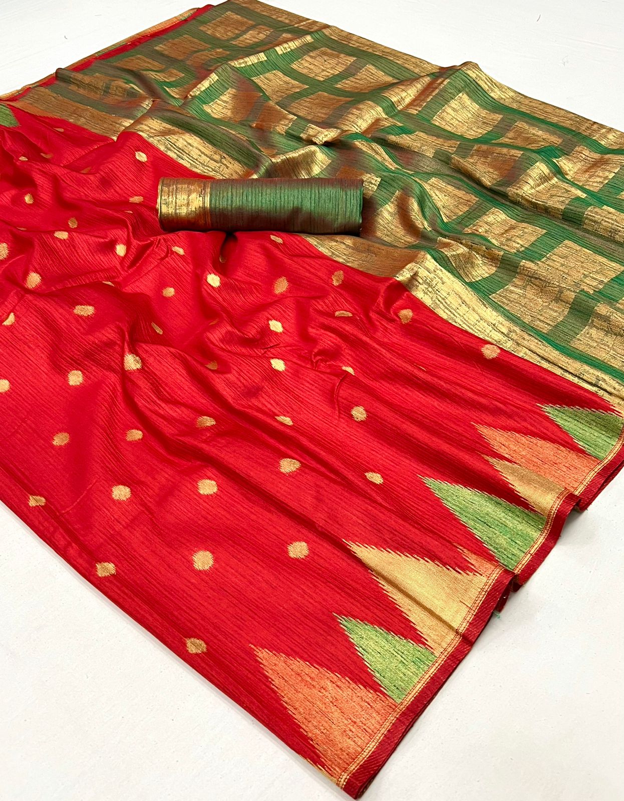 Red Handloom Weaving Khaddi Silk Saree